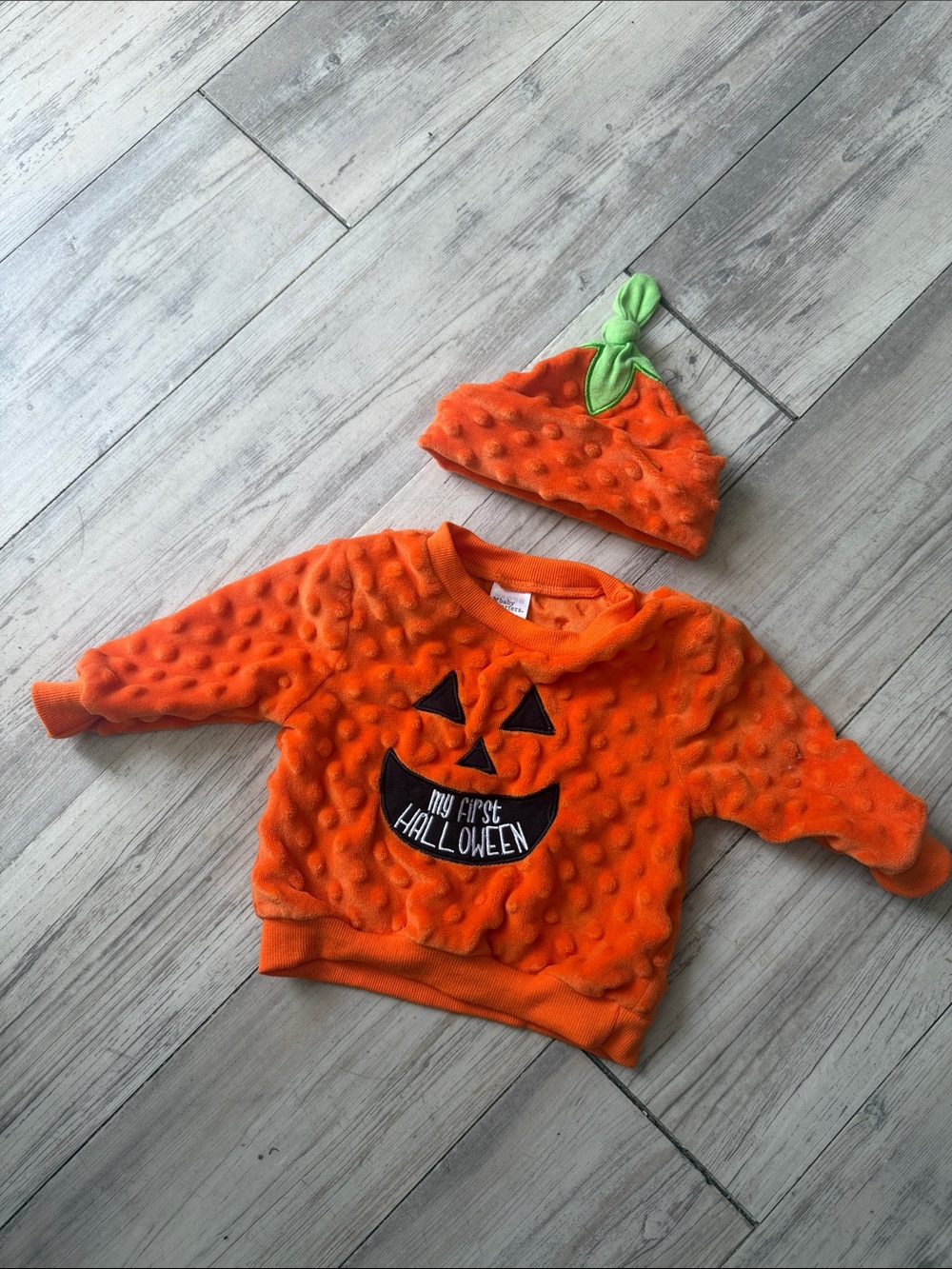Orange Pumpkin Sweater and Hat Set